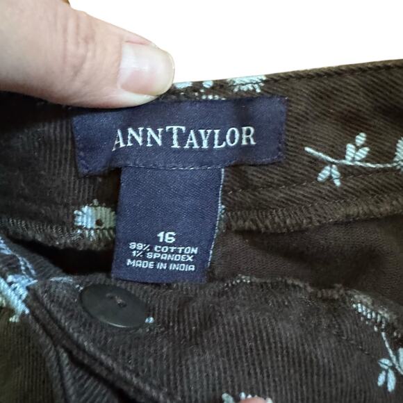 VTG Ann Taylor Early 2000s Y2K Floral Straight Leg Cropped Pants 16 Brown Blue - Picture 7 of 9